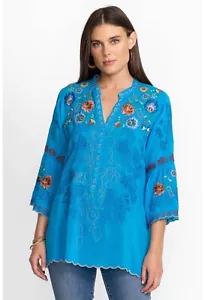 NEU Johnny Was Maverick Bluse blau Viskose Multi Stickerei Small Neu mit Etikett $ 295 - Bild 1 von 10