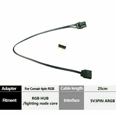 Новый для Corsair RGB к стандартному ARGB 3-контактный 5V 25 см адаптер разъем США - Изображение 1 из 4