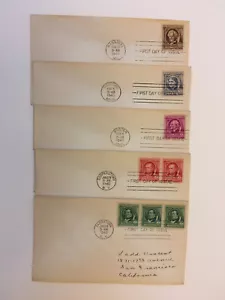 US 859-863 Famous Americans - Authors (5) First Day Covers - Picture 1 of 6