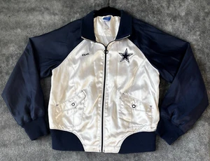 Rare Reebok NFL Dallas Cowboys Bomber Jacket Silver Blue Large Vintage HTF - Picture 1 of 13