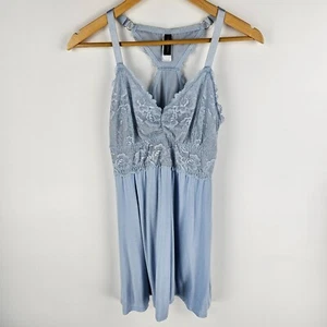 Fox & Royal By City Chic Chemise Womens Size XXS/12 Blue Sheer Bust Lace Overlay - Picture 1 of 6