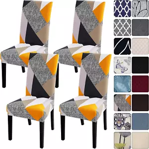 4 Pack Super Fit Stretch Removable Washable Short Dining Chair Covers Slipcover - Picture 1 of 12
