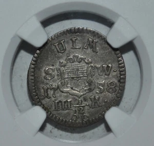 German States ULM 3-1/2 Kreuzer-2-1/2 Kreuzer 1758 NGC XF45 Top Pop - Picture 1 of 4
