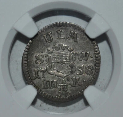 German States ULM 3-1/2 Kreuzer-2-1/2 Kreuzer  1758 NGC XF45 Top Pop - Image 1 of 4