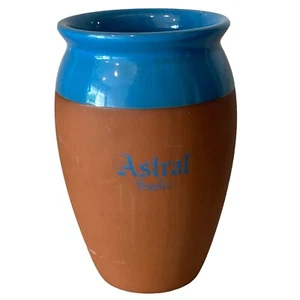 Astral Tequila Terra Cotta Clay Mug Drink Glass Cup Blue Glaze Cantarito 4.75" - Picture 1 of 6