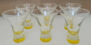 6 BACARDI LIMON ABSOLUT VODKA MARTINI GLASSES WITH YELLOW BOTTOMS HOLDS 4 OZS - Picture 1 of 9
