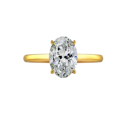 Anillo de boda de oro amarillo de 14k certificado corte ovalado diamante creado en laboratorio IGI 1,50 quilates Foto 1 de 4