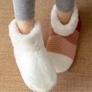 Lady Warm Fluffy Slippers Ankle Socks Fleece Lined Soft-soled House Shoes Winter - Picture 1 of 15
