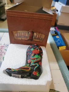 Snake Skin Crazy Boot Vase Toothpick Pen Holder Tiny Cowboy 4" Tall Westland - Picture 1 of 10