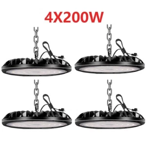 4 Pack 200W UFO LED High Bay Lights Shop Factory Warehouse Industrial Commercial - Picture 1 of 10