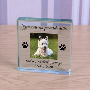 My Favourite Hello - Personalizado Pet Memorial, Pet Sympathy Regalo Bloque de Vidrio - Imagen 1 de 2