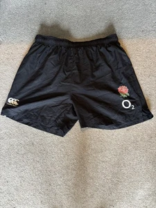 Rare England Rugby Player Issue Training Gym Shorts Black L - Picture 1 of 2