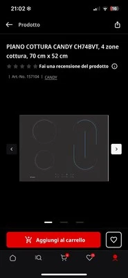 Candy CH74BVT 70cm Piano Cottura a Induzione - Nero - Immagine 1 di 4