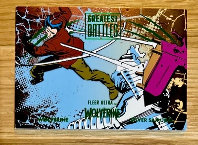 FLEER ULTRA WOLVERINE GREATEST BATTLES GREEN VARIANT MINT! GB-18 SILVER SAMURAI! - Image 1 of 2