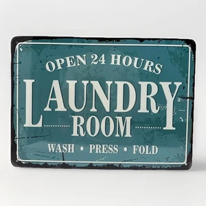 Letrero de lavadero abierto 24 horas autoservicio prensa de lavado plegable tamaño 10x14 nuevo - Imagen 1 de 2