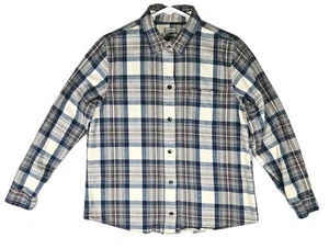 Camicia donna LL Bean flanella piccola con bottoni scozzese a quadri cotone indaco tartan - Foto 1 di 18