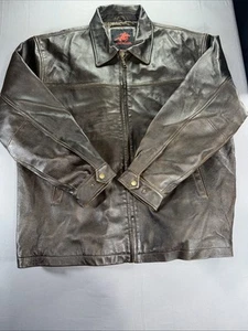 Men's Winchester Brown Real Leather Jacket Coat XL Good Condition Full Zip - Picture 1 of 18