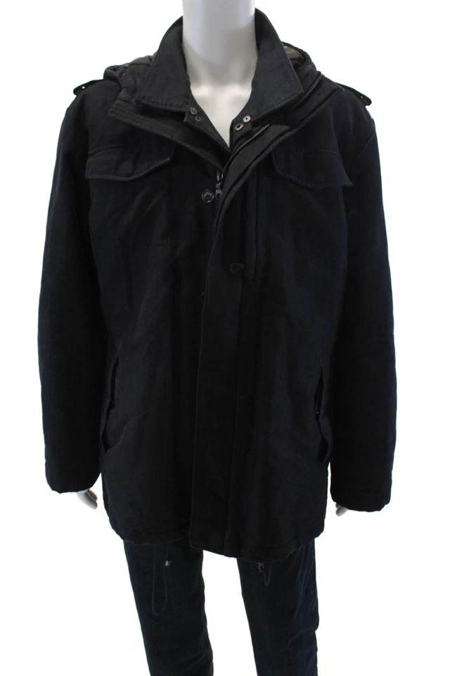 Rene Lezard 女式长袖纽扣分层重型外套蓝色 54 码 — 第 1/4 张图片