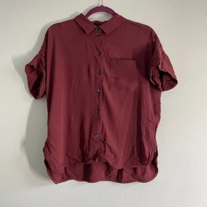 Madewell Shirt Women M Dark Rose Pink Button Down Central Drapey Casual Classic - Picture 1 of 7