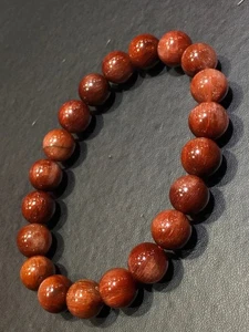 9.5mm Natural Red hair Rutilated Quartz Crystal Beads Bracelet - Picture 1 of 9