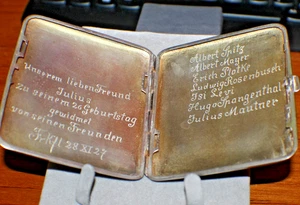 Silber Zigarettenetui beschriftet mit 10 jüdischen Familiennamen Frankfurt 28.06.1923 - Bild 1 von 13