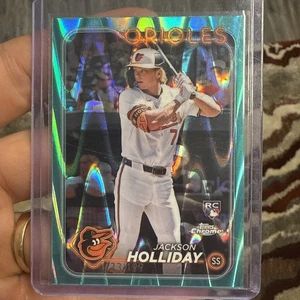 2024 Topps Chrome JACKSON HOLLIDAY RC AQUA RAYWAVE REFRACTOR /199 Orioles - Picture 1 of 3