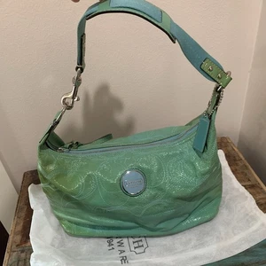 Coach “C” stitched Turquoise Hobo Purse Bag - Picture 1 of 10