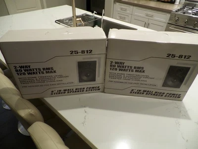 PAIR In-Wall Speaker 2-WAY 120W 8" Flush Mount Enclosure System 25-812 SEALED! - Image 1 of 4