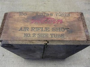 Caja de munición antigua pistola de caza 8751 con rifle de aire occidental de madera vintage - Imagen 1 de 1