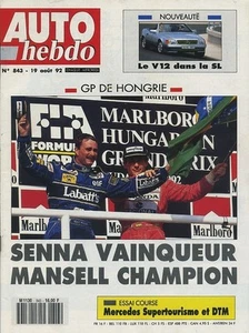 AUTO HEBDO n°843 18/08/1992 GP HONGRIE MERCEDES 190 DTM & 600SL MERCEDES DTM - Imagen 1 de 1