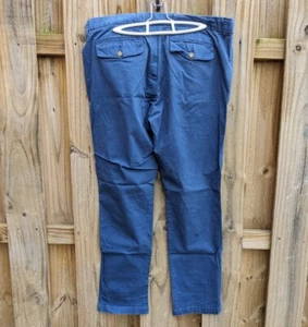 Guess Pants Los Angeles Mens 38 Navy Blue Straight Chinos Zip Button Office Work - Picture 1 of 20