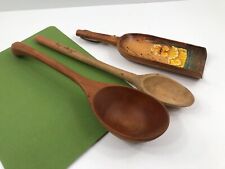 Vintage Wood Magic Chef Spoon Deep Bowl Wooden Spoon & Folk Painted Duck Scoop