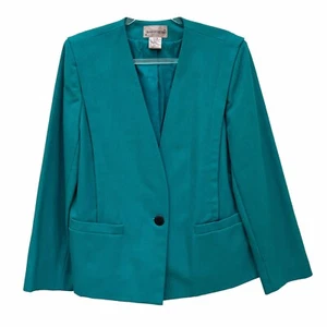 Vintage Deadstock Teal Blazer Miami Vice Sleek Minimalist 80s Princess Diana - Bild 1 von 10