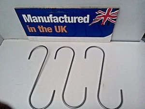 12.5" LARGE S-hooks x 3 unitsFOOD GRADE stainless 6mm dia 310 mm L x 85 w x 80 D - Picture 1 of 3