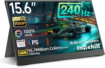 240Hz Portable Monitor, A+ Grade Fast IPS LCD 15.6 Portable Gaming Monitor, AMD - Image 1 of 4