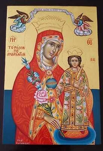 Ikone Maria Gottesmutter unverwelkliche Rose Icon Madonna Икона Неувядаемая Роза - Picture 1 of 3