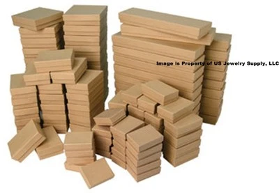Kraft Brown Cotton Fill Jewelry Gift Boxes Cardboard Supplies Display Packaging - Image 1 of 4