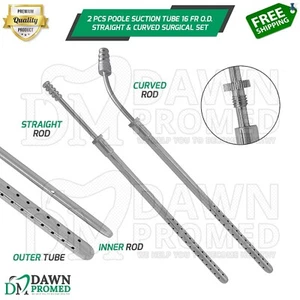 Tubo de succión de poste de 2 piezas 16 FR O.D. Juego de instrumentos quirúrgicos rectos y curvos - Imagen 1 de 10