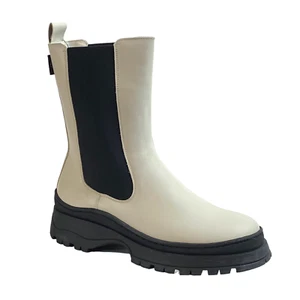 WFB Lilanna Damen 11 Leder Chelsea klobige Sohle Stiefel creme - Bild 1 von 15