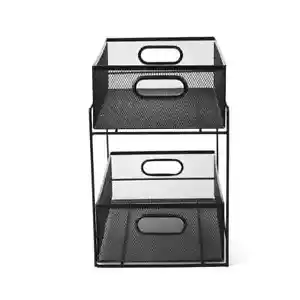 Organizador de malla metálica lector mental cajón de cesta de 2 niveles 12,38x8,25x12,25 (paquete de 2) - Imagen 1 de 3
