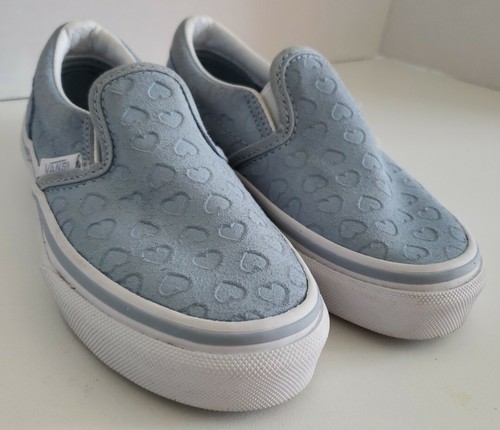 Vans "off the wall" slip on bambina basso 10 5 azzurro chiaro con cuori