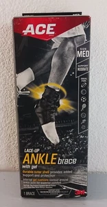ACE ANKLE Support Ace Lace-Up Ankle Black Brace w/ Gel Medium NWB - Picture 1 of 8
