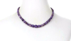 Jay King Sterling Silver Purple Charoite Nugget Graduated Bead Necklace 18" New - Picture 1 of 3