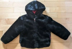 Gap Kids Girls Black Faux Fur Hooded Lined Dressy Coat Jacket S 5-6 - Picture 1 of 2