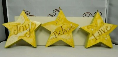 Juego de 3 adornos de estrellas amarillas diferentes con palabra - Nuevo por Blossom Bucket #35087 Foto 1 de 4