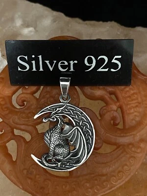 Colgante de plata dragón/luna celta con cadena de plata Foto 1 de 4