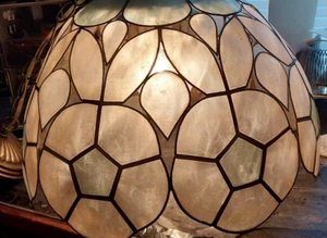 Capiz Shell Hanging Swag Lamp Light Chandelier MCM Vintage 60’s-70’s Works Well - Picture 1 of 4