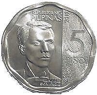 Philippines 5 Piso Coin | Nonagonal shape | 2019 - 2020