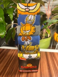 Garfield 6 Paar lässige Crew-Socken für Herren 8-12 Nickelodeon Katze Jim Davis Cartoon TV - Bild 1 von 11
