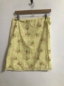 Max Studio Skirt Women's Size 8 A-Line Yellow Floral Lined Coastal Core Prairie - Picture 1 of 5